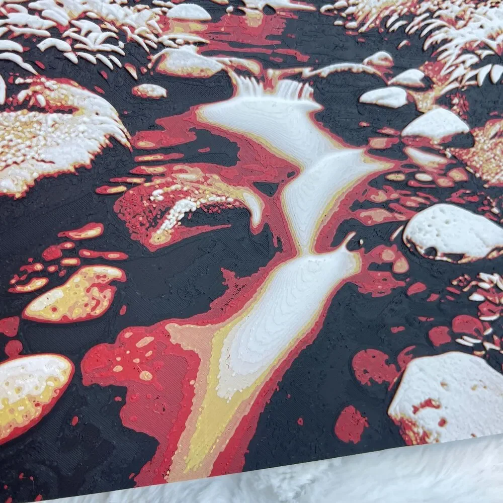 Forest Stream Wall Art, Fall Forest, Rocks in the Water, Text Art